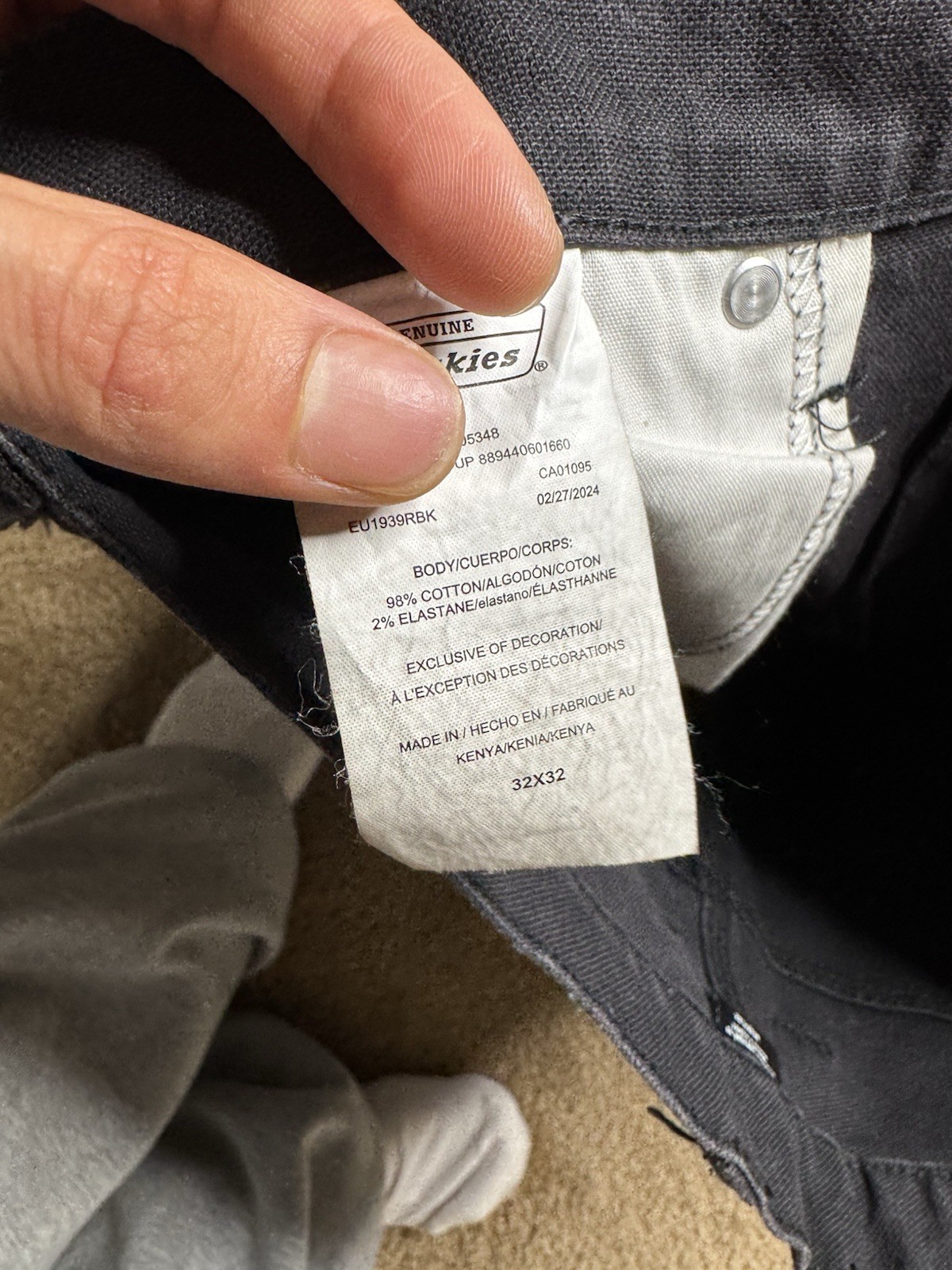 Dickies Men’s Work Pants Utility Pockets Black Cotton Blend Canvas 32×32