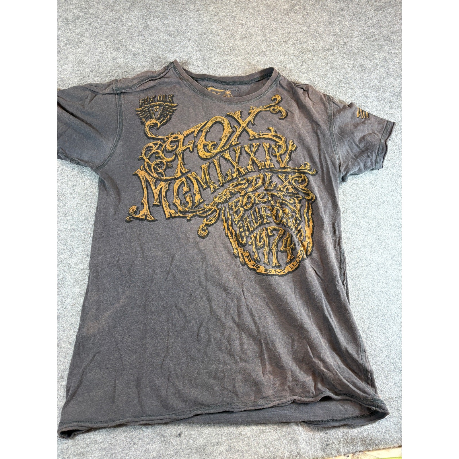 Fox Racing California 1974 Shirt Mens L Gray Biker Streetwear Grunge Retro Y2K