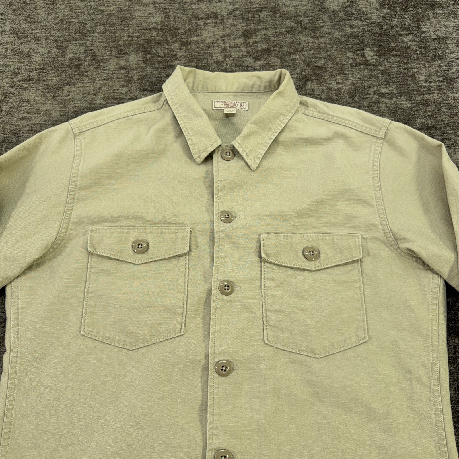 J.Crew Wallace & Barnes Shirt Jacket Men Medium Beige Military Work Chore Canvas