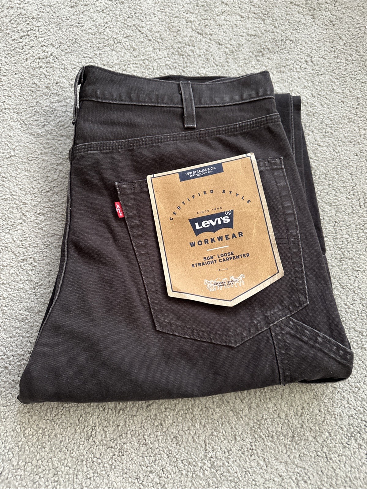 Levis 568 Utility Carpenter Gray Loose Fit Canvas Denim Men’s Sz. 36Wx30 See Des