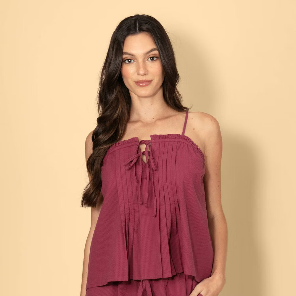 Solid & Striped Women Pintuck Seersucker Tank Top – Burgundy S