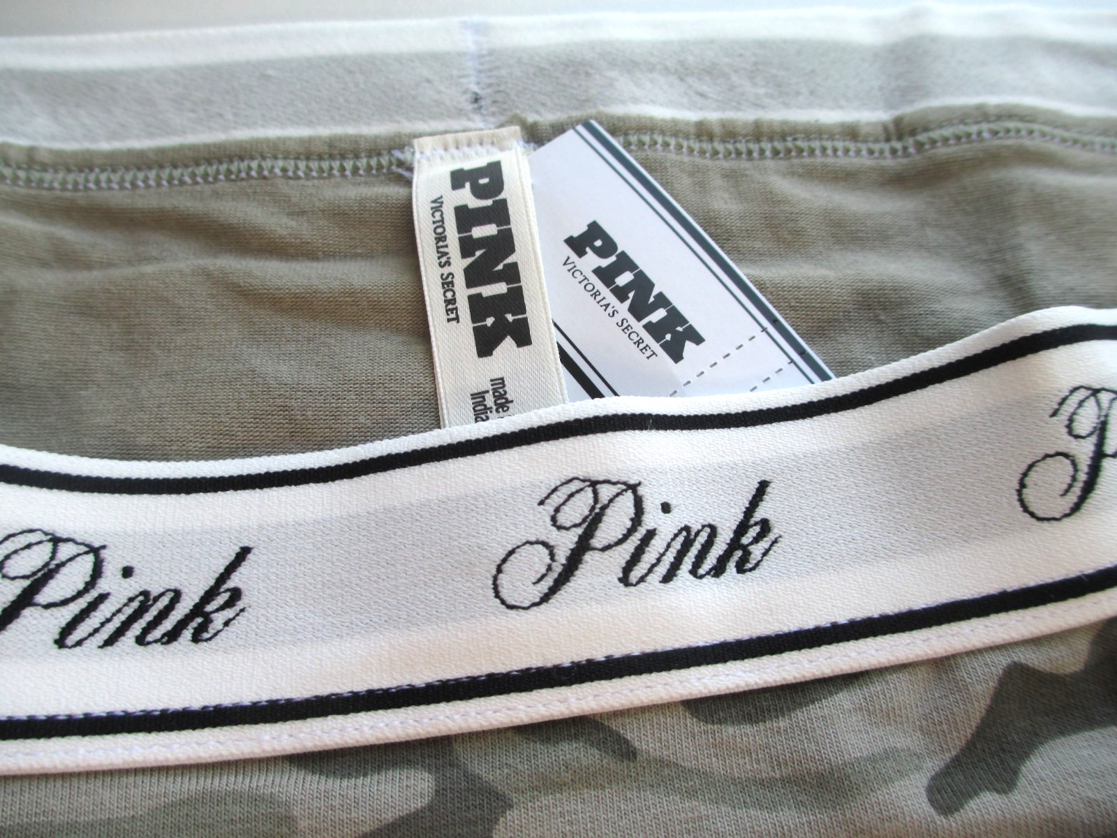 VICTORIA’S SECRET PINK Cotton Boyshort Panty S M L XL Camouflage Camo Logo Band