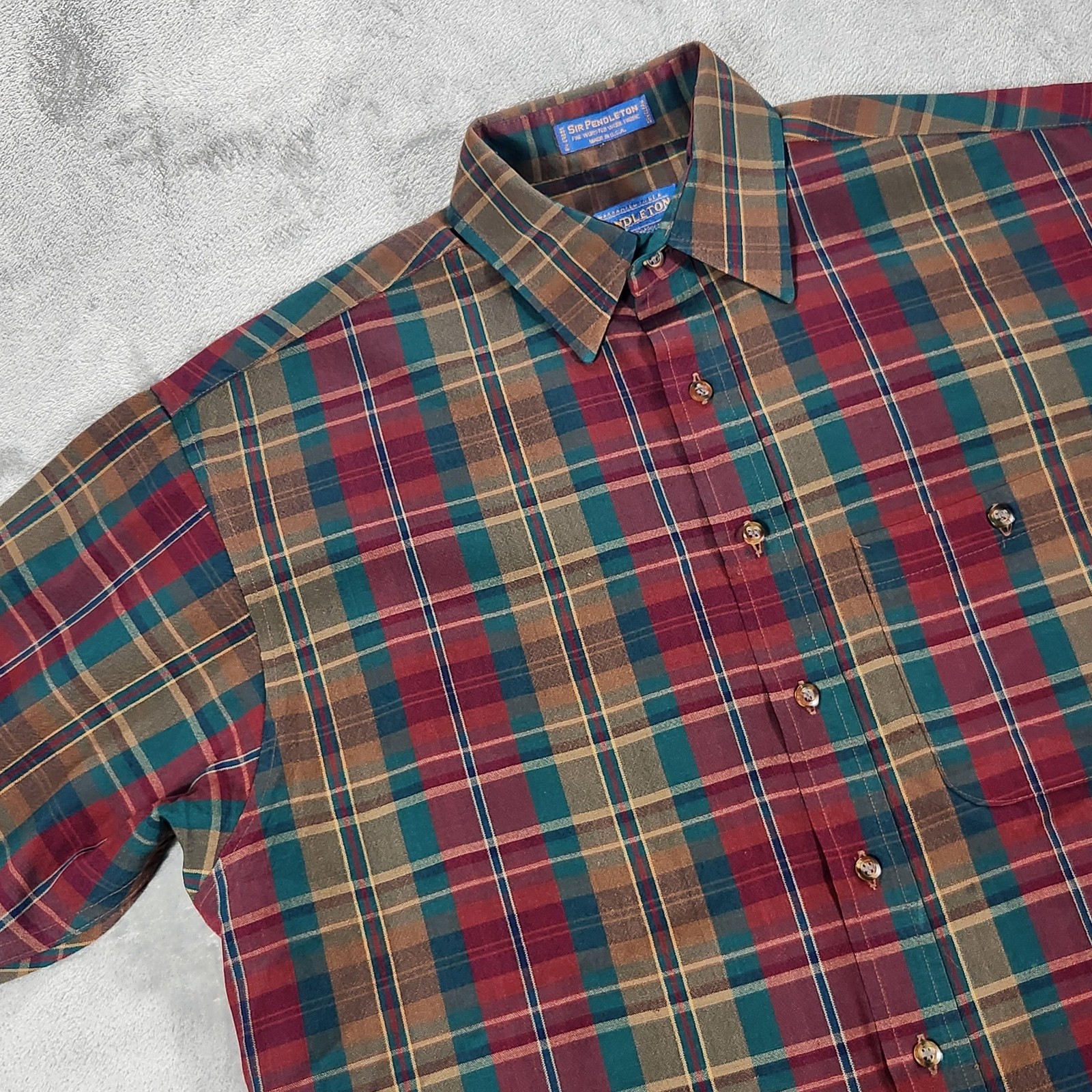 Vintage Pendleton Sir Pendleton Shirt Mens Medium Plaid Wool Made USA 90s