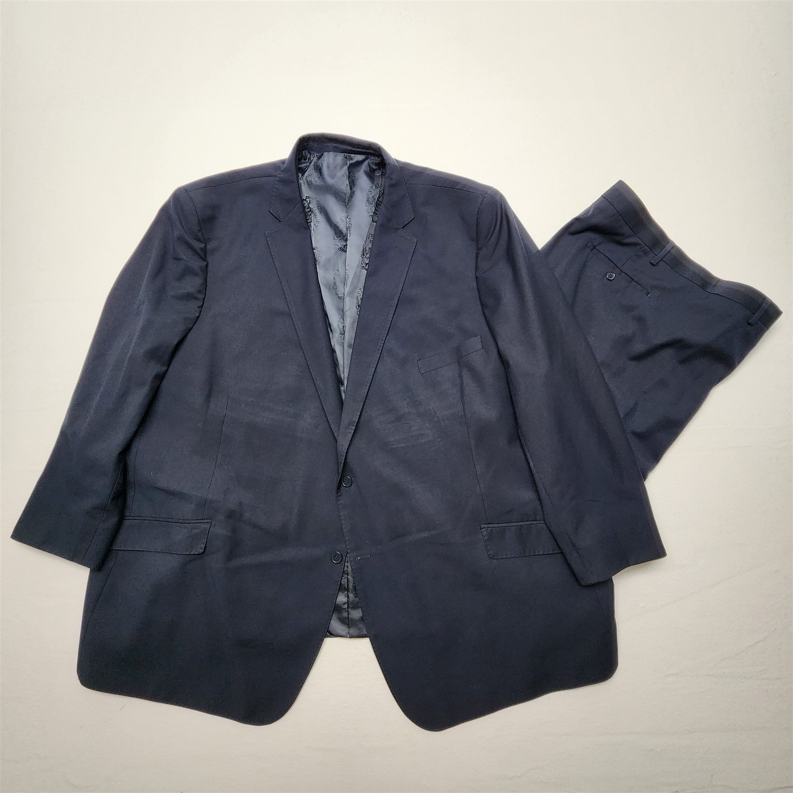Statement Italy 64L 60×32 Navy Super 150’s Wool 2Btn 2Pc Mens Jacket Pants Suit