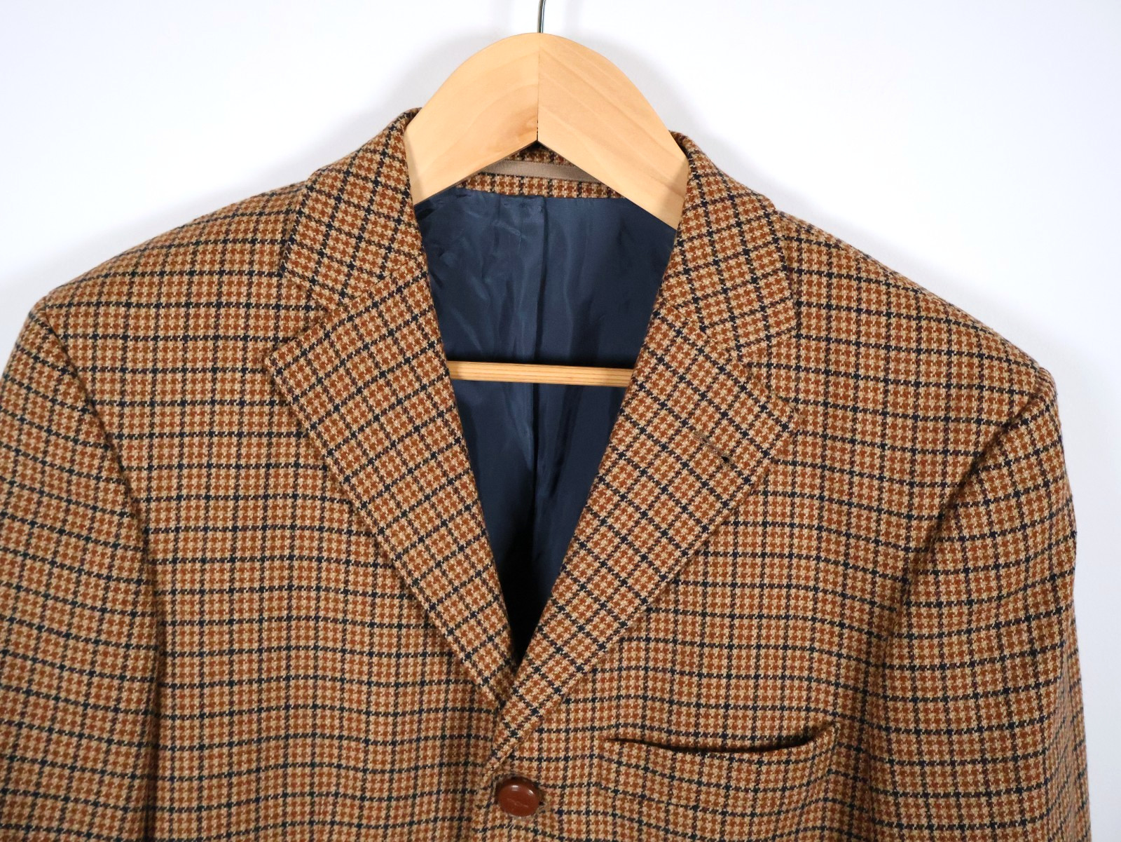 Strellson Cashmere Wool Sport Coat Men’s 40 Brown Houndstooth 3 Button Jacket