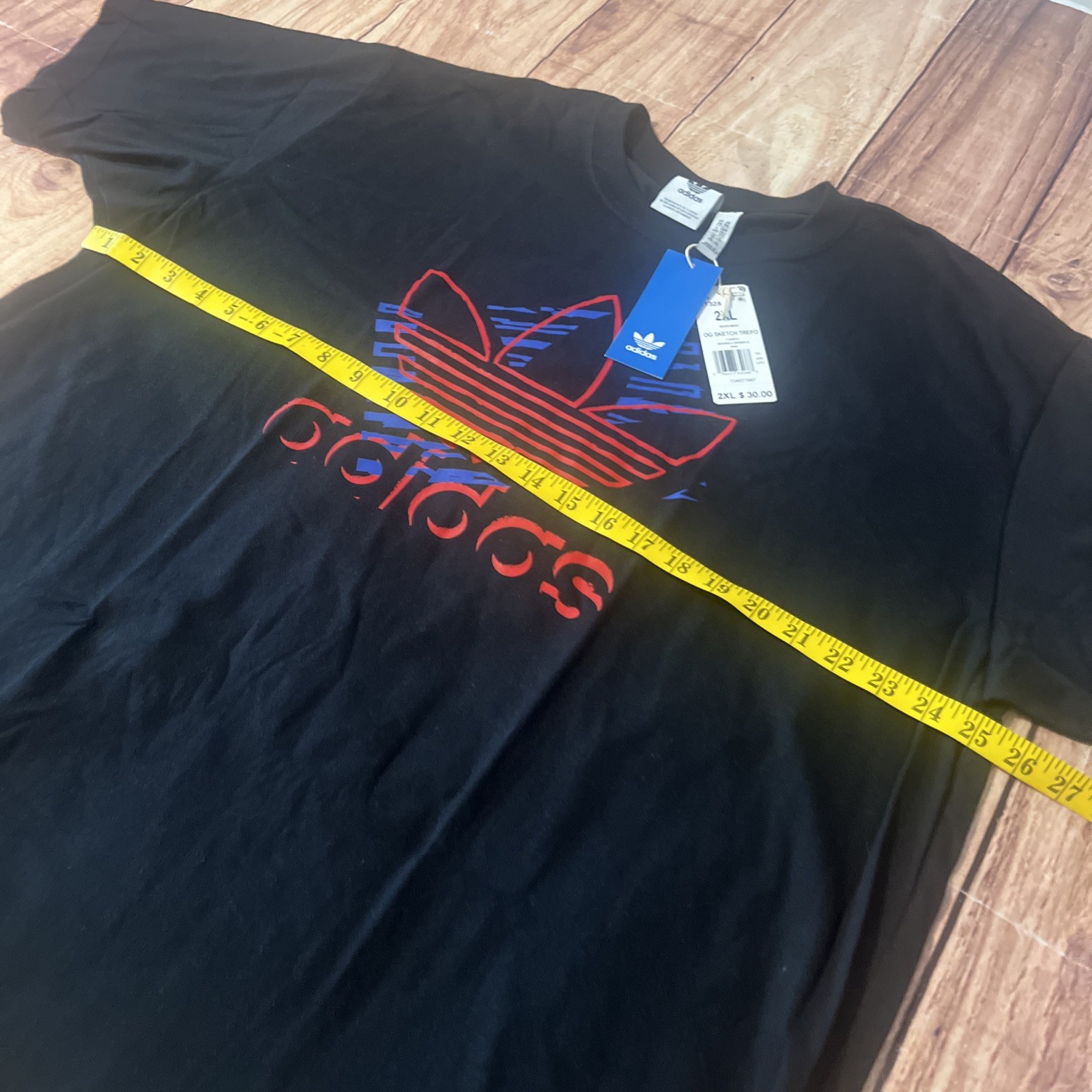 NWT Adidas Men’s 2XL Short Sleeve Crew Neck T-shirt Black OG Sketch Trefo $30