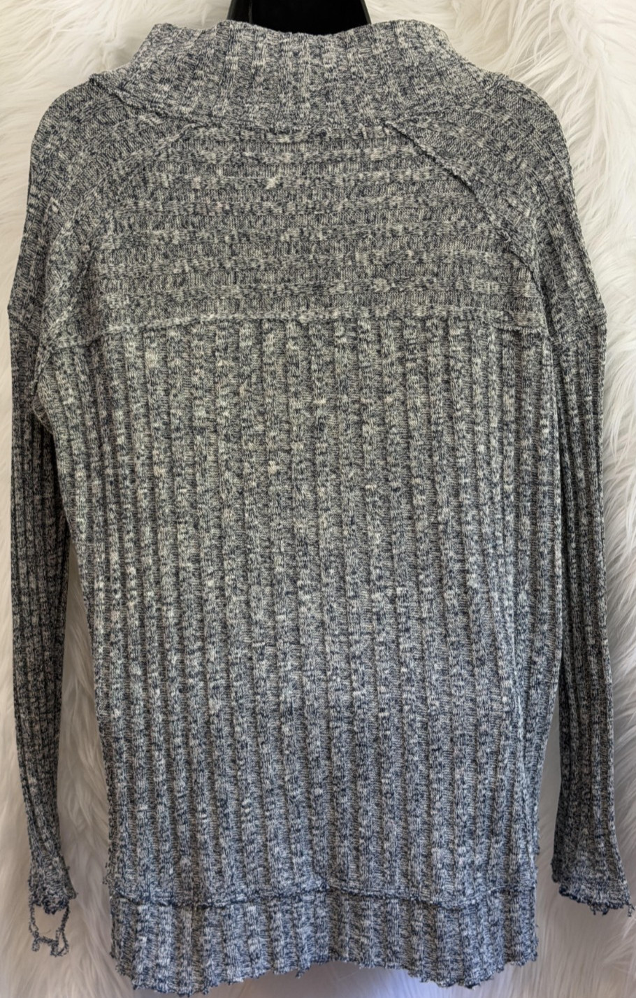 Free People Clarissa Mock Neck Ribbed Sweater Size XS Gray High-Low Knit Pullove