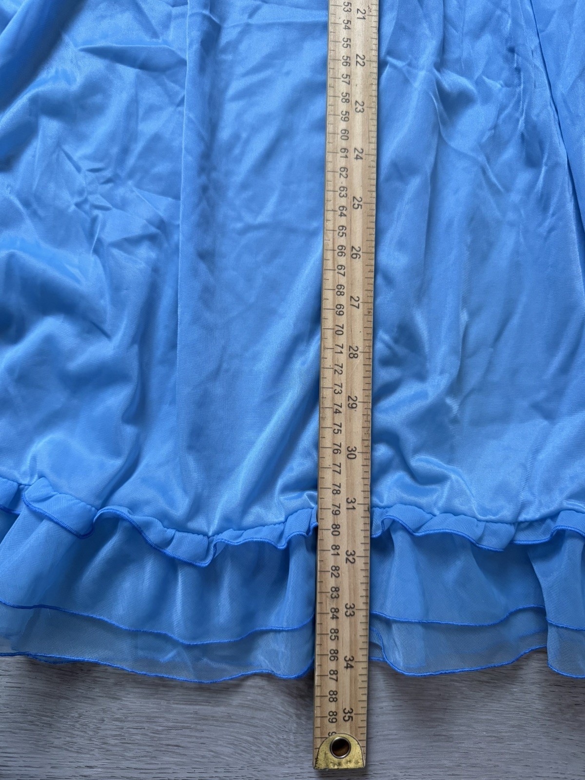 Vintage Vanity Fair Chiffon Blue Baby Doll slip Nightgown Small Coquette 60s