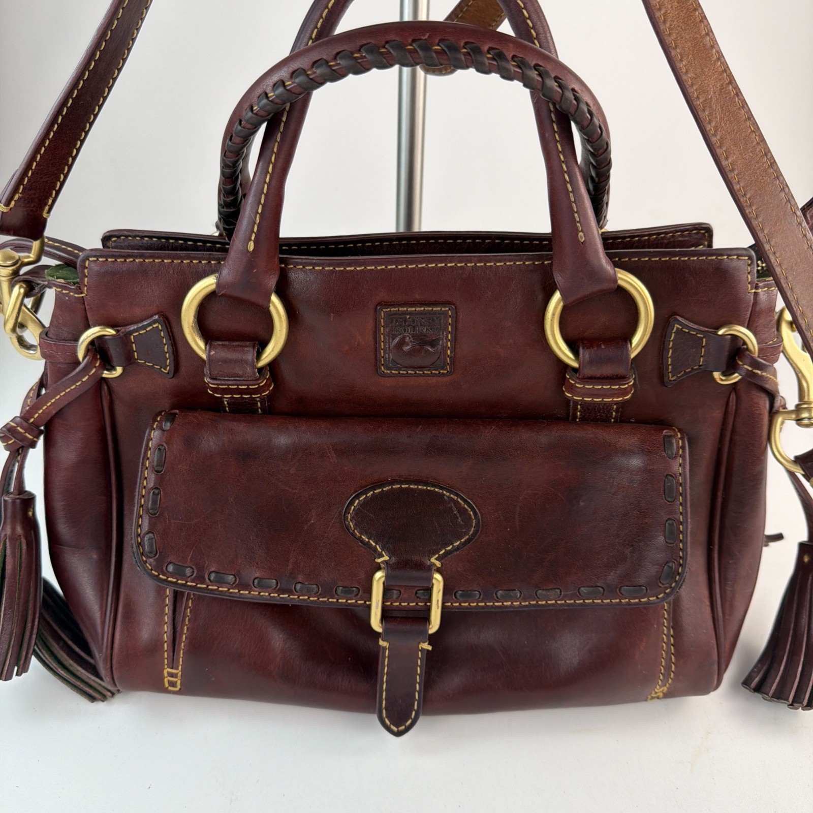 Dooney Bourke Dark Brown FLORENTINE Italian Leather Medium Size Satchel Purse