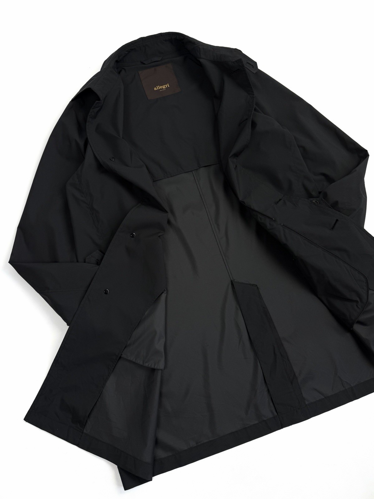 Allegri Milano Packable Raincoat Windbreaker Jacket Men IT 52 Black Nylon Italy