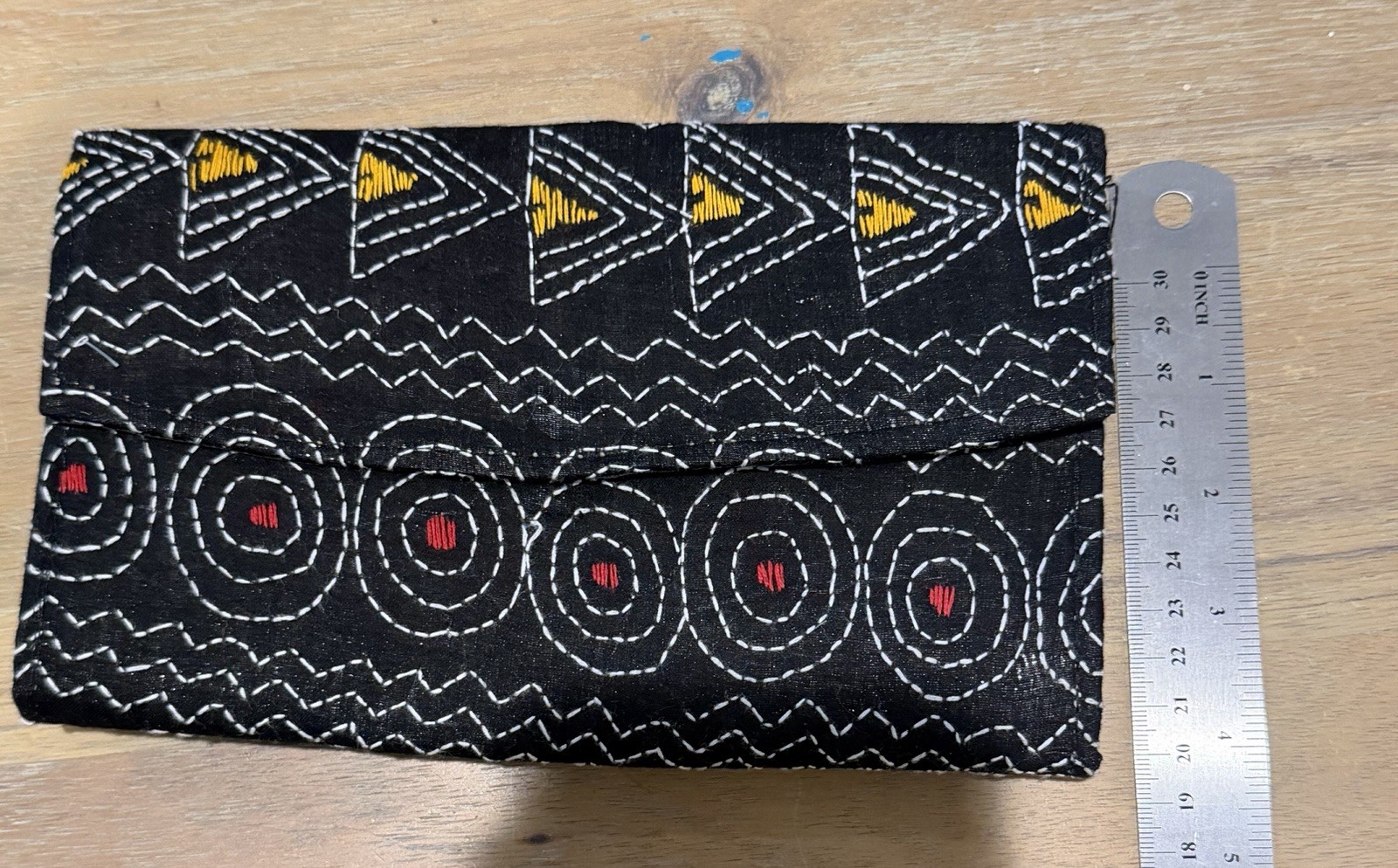 Exclusive Authentic Unique stitch hand-embroidered black clutch bag Purse