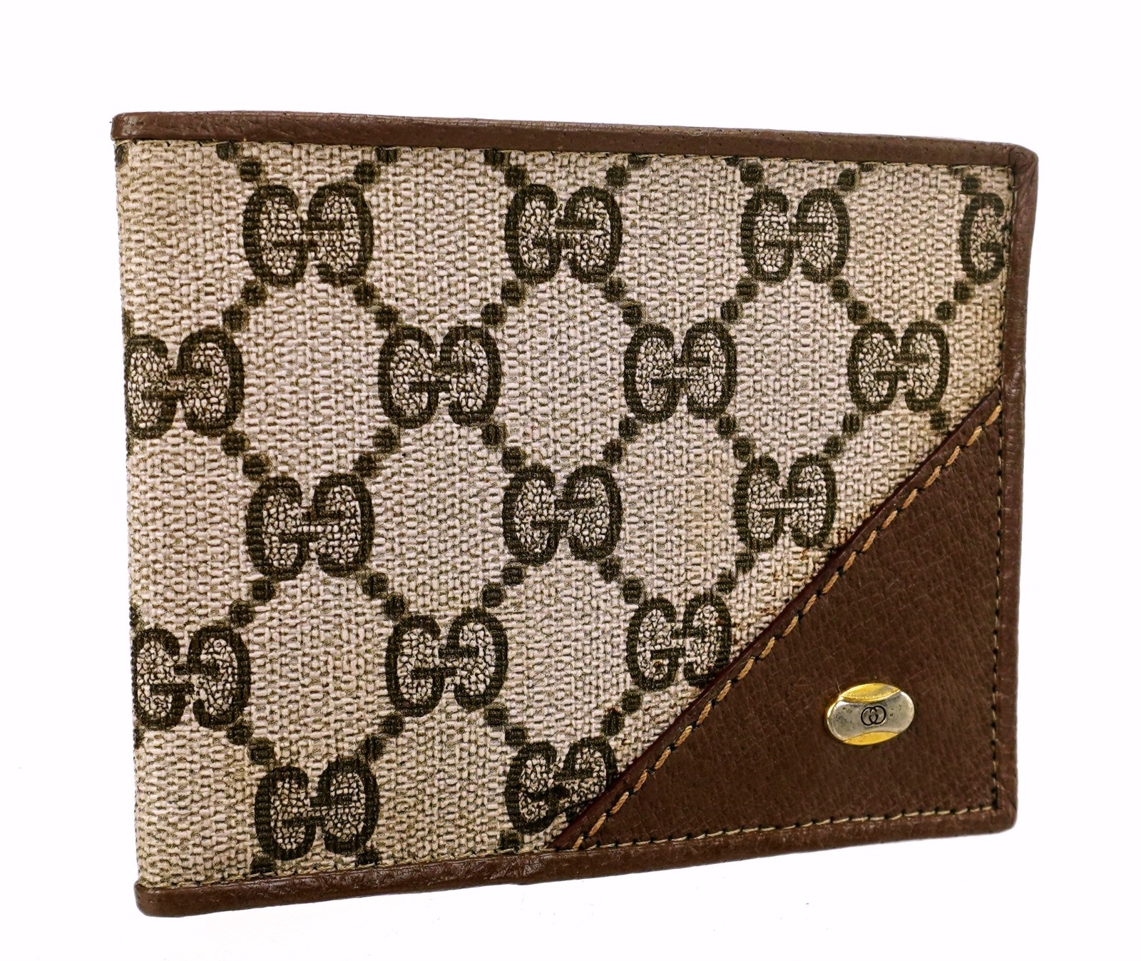 Authentic GUCCI GG Monogram Coated Canvas Leather Mens Bifold Wallet Italy