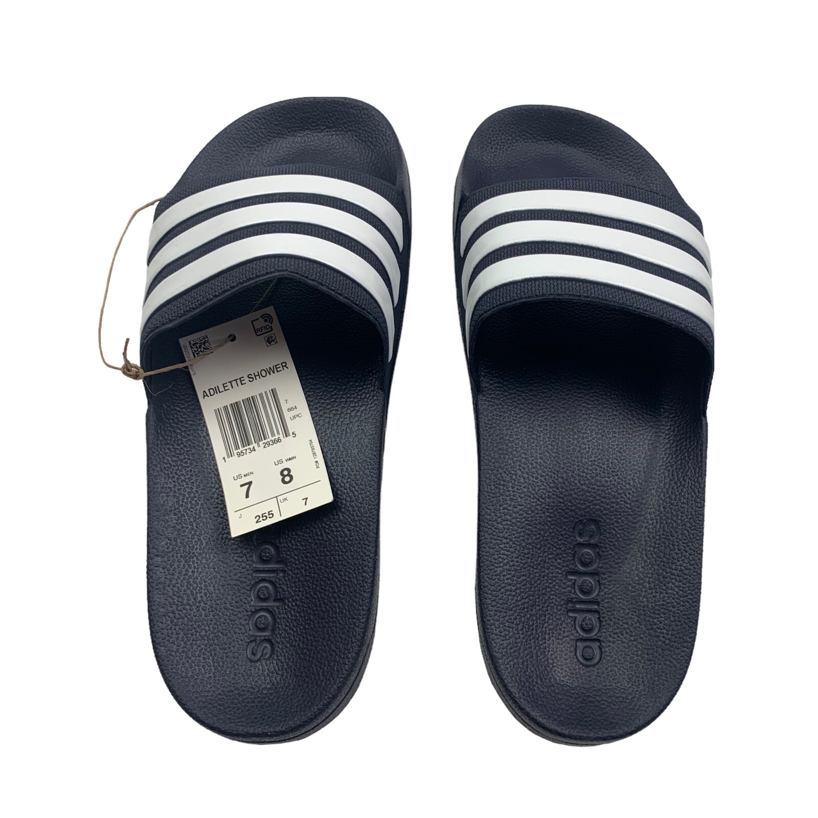 Adidas Mens Adilette Shower Locker Slide Water Sandal Navy/White GZ5920 Sz 7