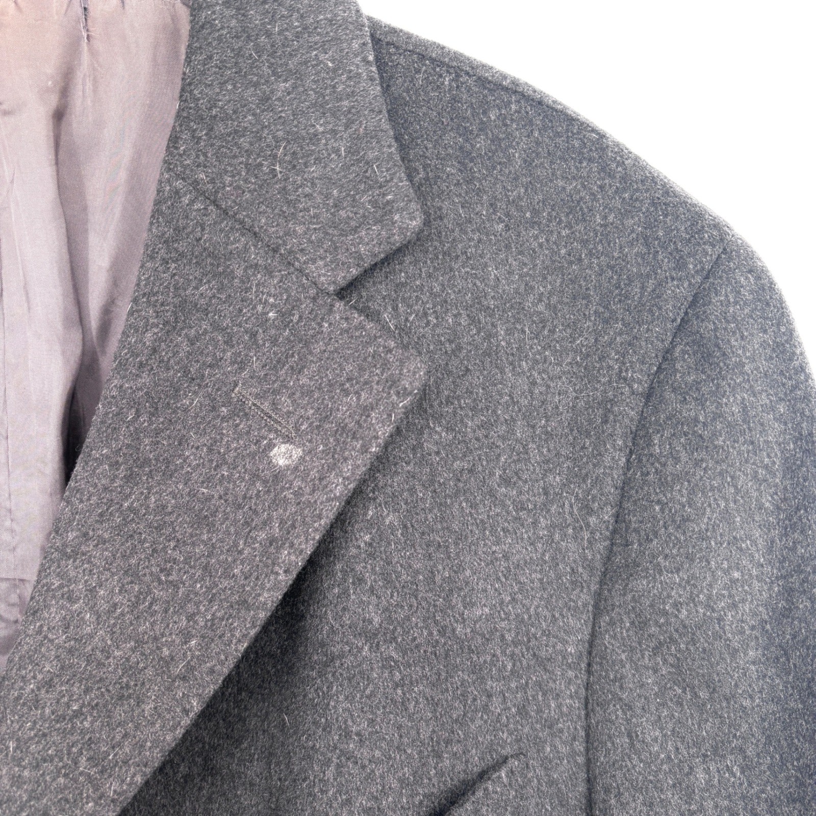 Ermenegildo Zegna Soft Wool Overcoat Charcoal Button Front Notched Collar IT 52
