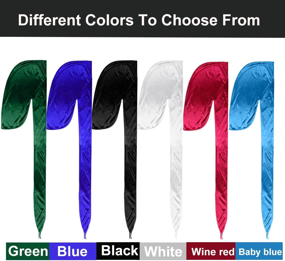 6 Pcs Silky Durag Headwraps Dorag for Men Women Waves, Durags Pack with Long Tai