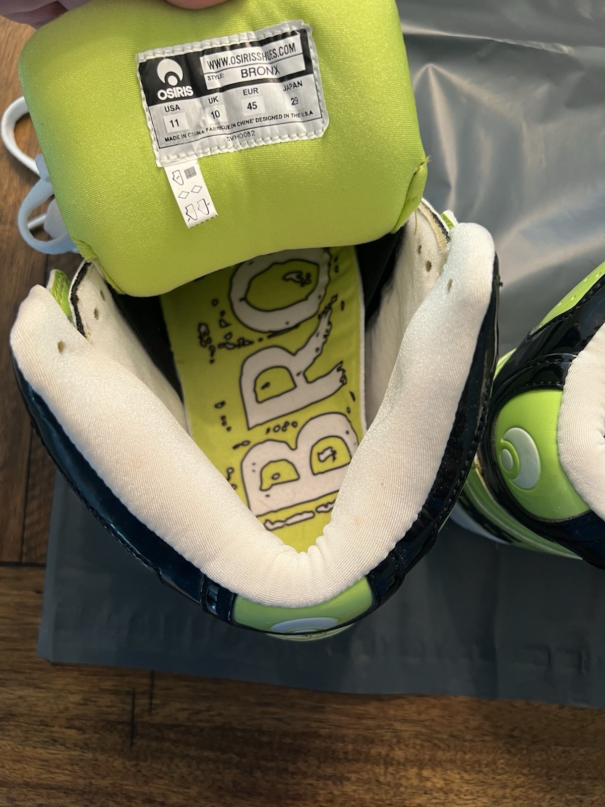 Osiris Bronx Men’s Skateboarding Shoes US 11 Black Lime White