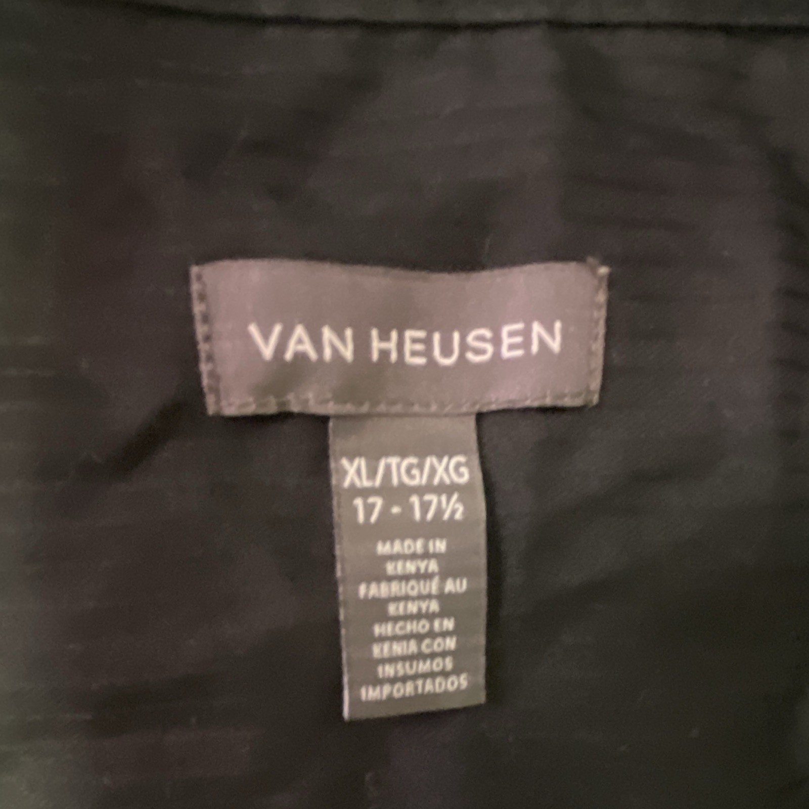Van Heusen Regular Fit Black Solid Long Sleeve Dress Shirt 17-17 1/2 XL