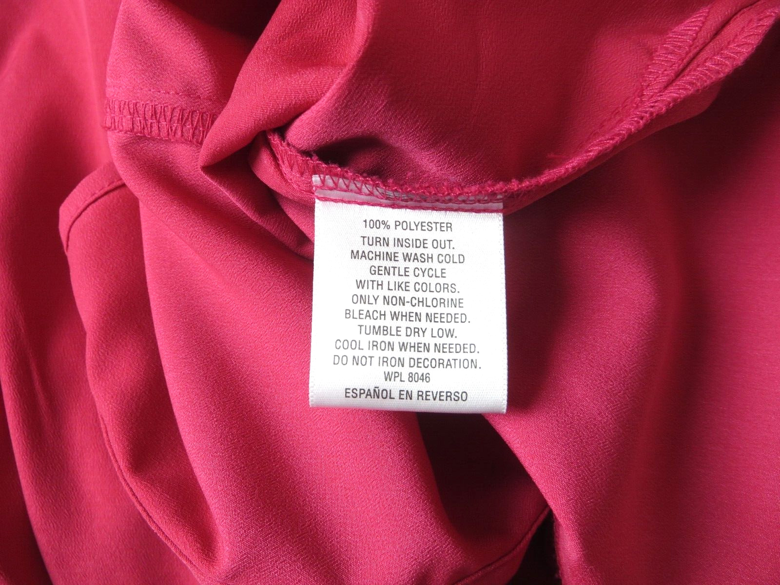 JM COLLECTION Women Slippery Polyester Blouse Pocket Beaded Dark Magenta Pink 16