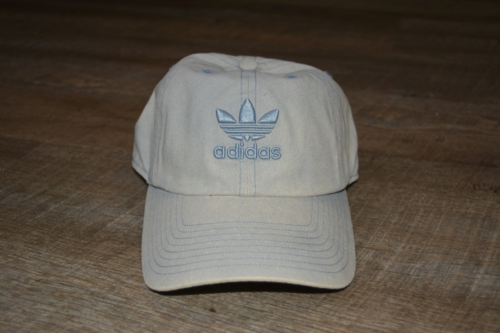 Adidas Denim Hat Strap Back Stone Washed Blue Three Stripe Clothing