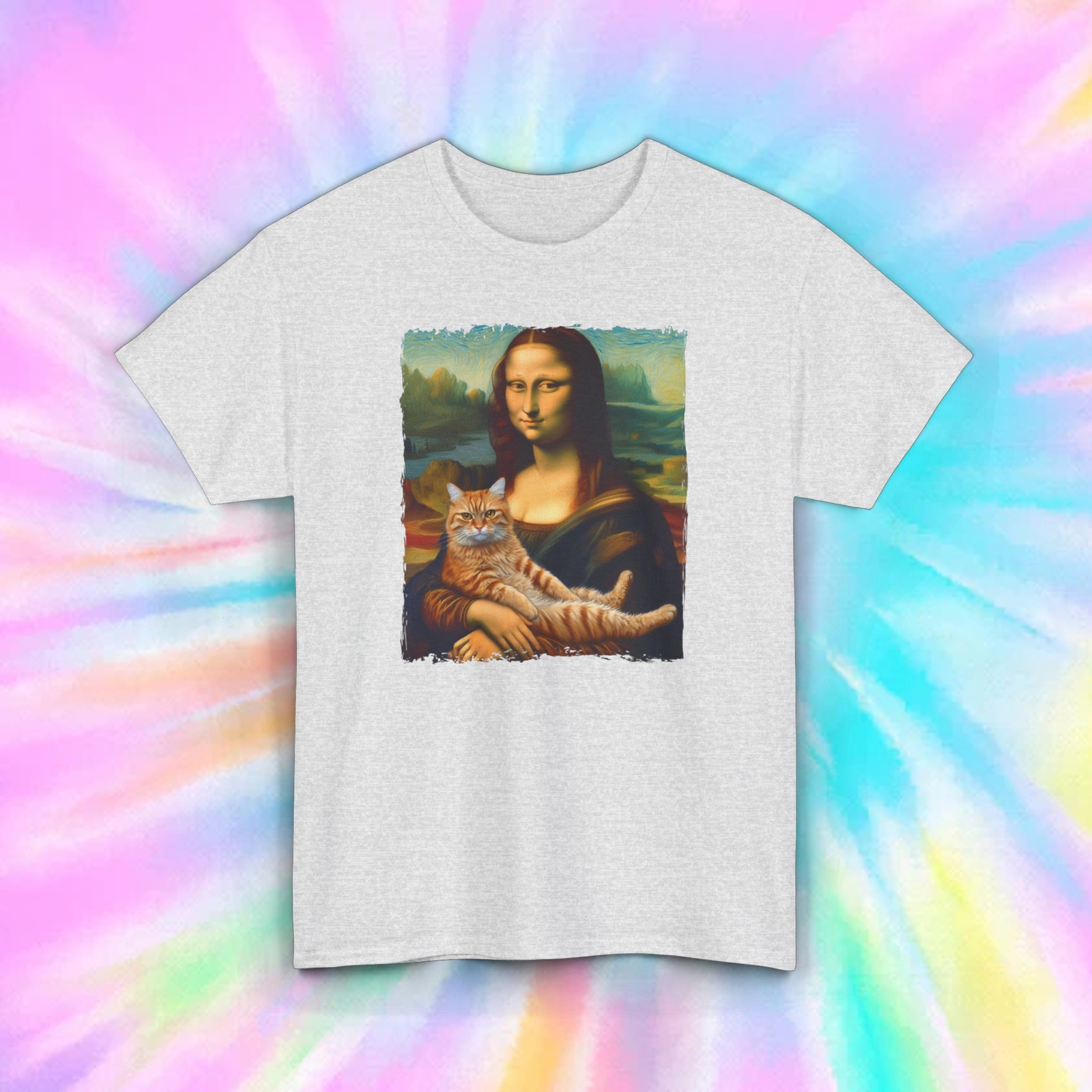 Mona Lisa Cat T-Shirt | Funny Renaissance Art Parody Tee S-5XL