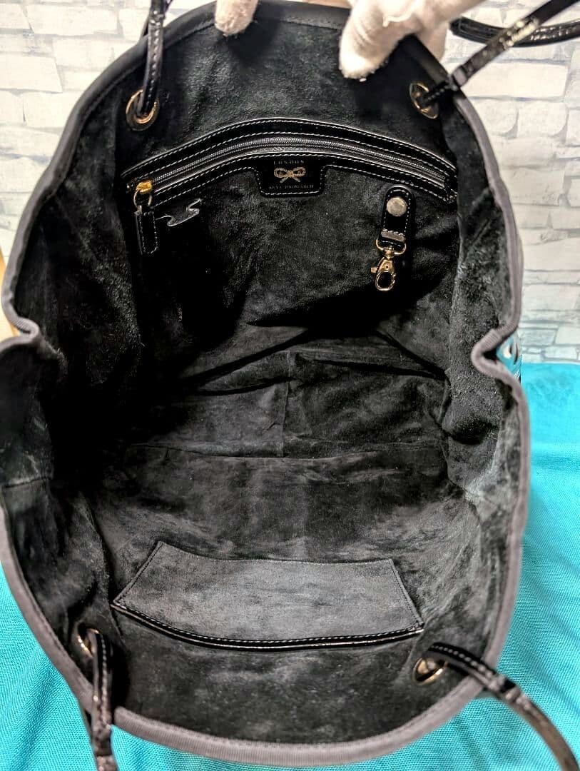 Anya Hindmarch Black Patent Leather Tote Bag Shoulder Work A4 Large 12.6in