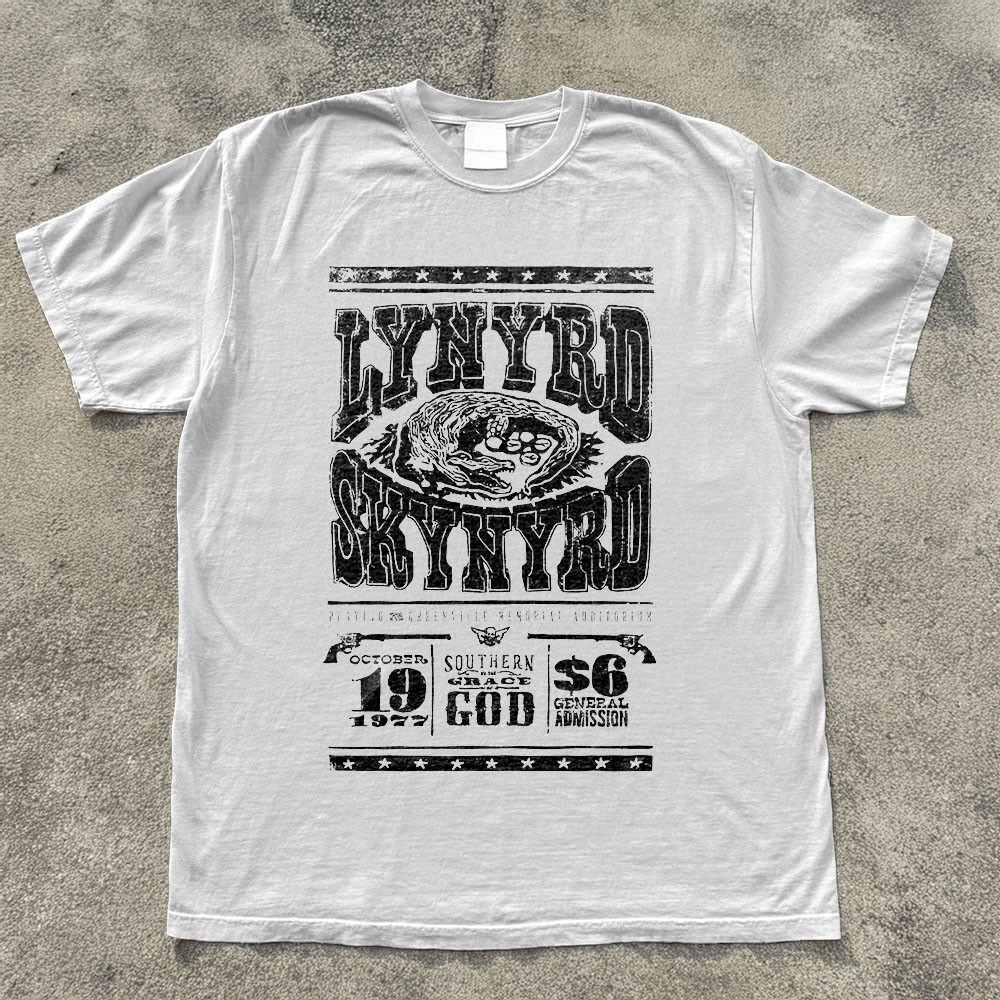 NEW Lynyrd Skynyrd 1977 Rock Band Unisex White Cotton T-shirt S-5XL