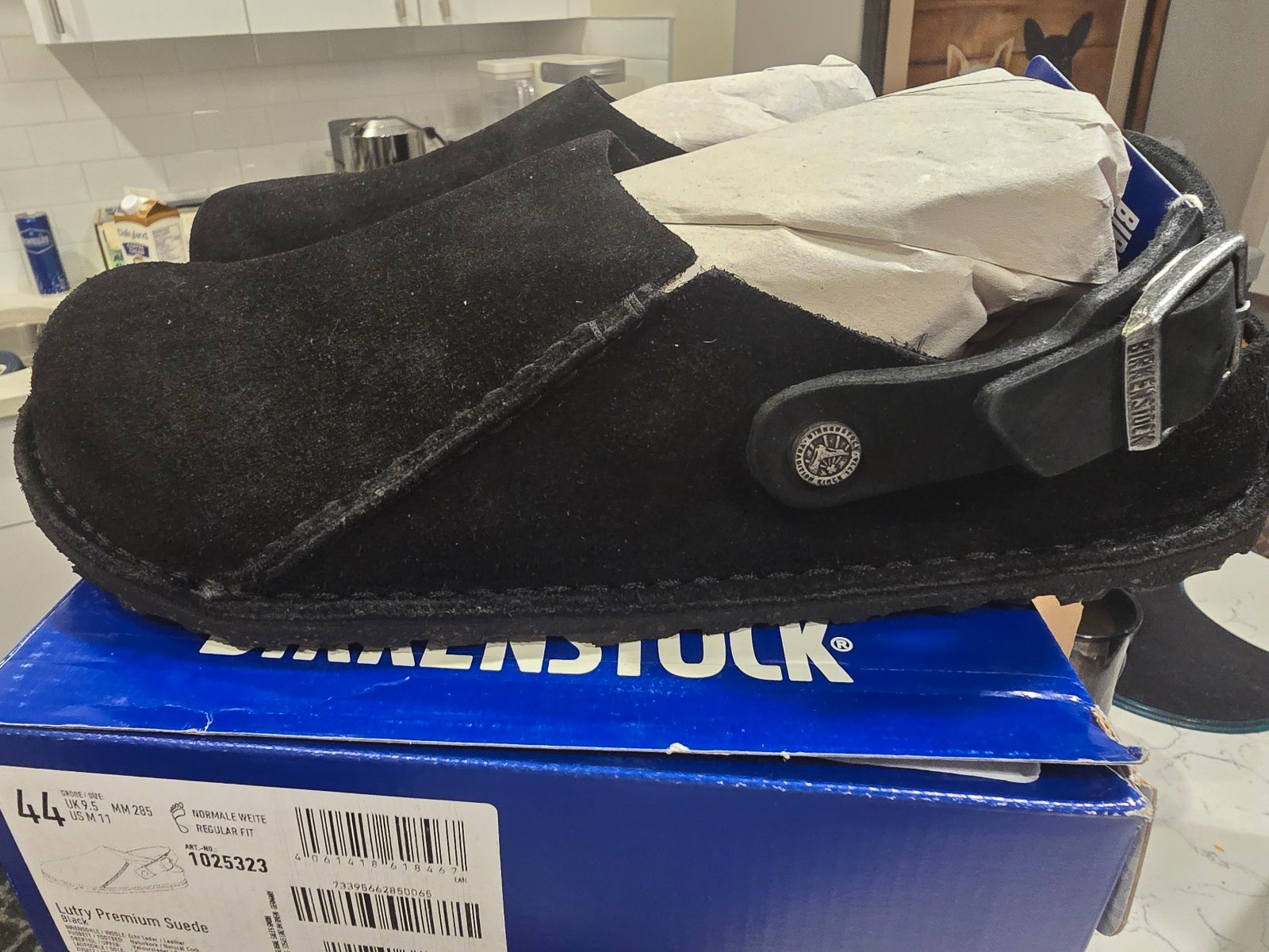 Birkenstock Lutry Premium Suede Suede Leather – Black MENS 11 US EU 44 CLOG NEW