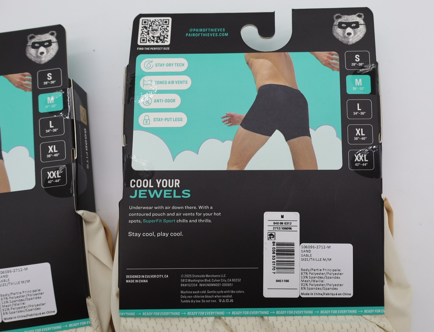 Pair of Thieves Men’s Super Cool Boxer Briefs 4pk MEDIUM Neutral Tan & White NWT