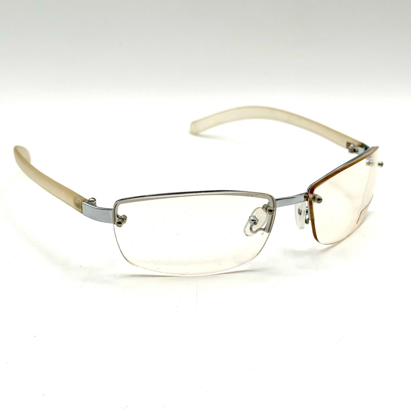 Fashion Rimless Oval Sunglasses Silver Metal Frame & Light Gray Gradient Lenses