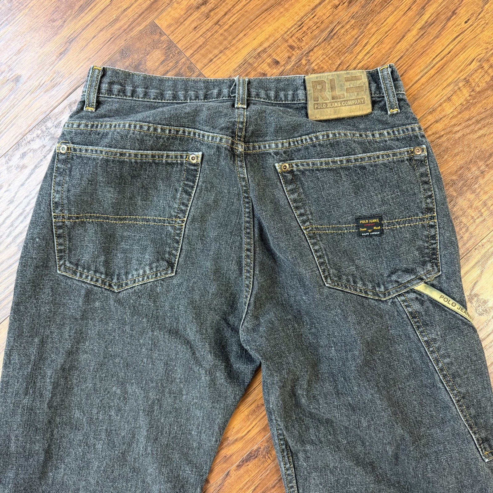 Polo Jeans Company Jeans Mens 30 Black Carpenter C-5 5 Pocket Utility Denim Work