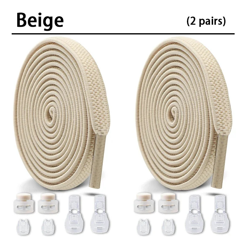 1Pair/2Pair NEW Elastic Shoe Laces Flat Shoelaces Without Ties Kids Round Snap L