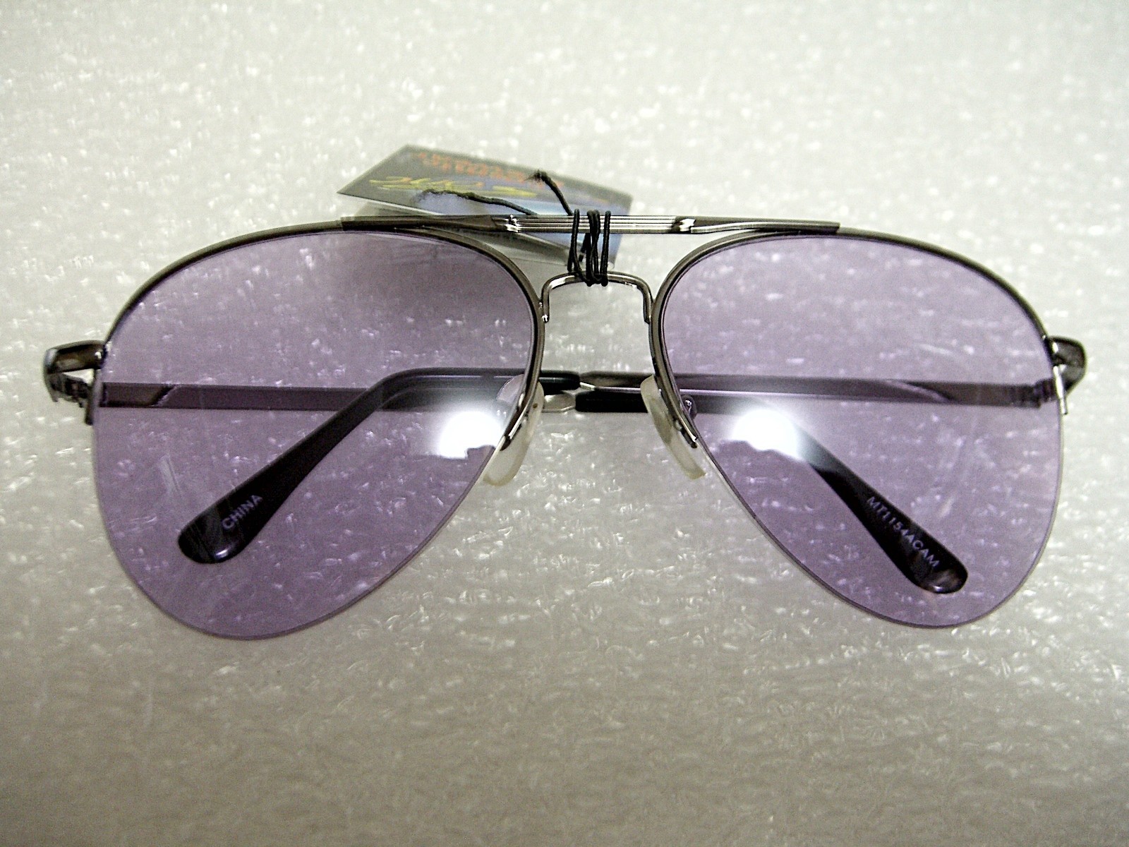 CLASSIC AVIATOR SUNGLASSES PURPLE COLOR TINTED LENS METAL FRAME W/SPRING HINGES