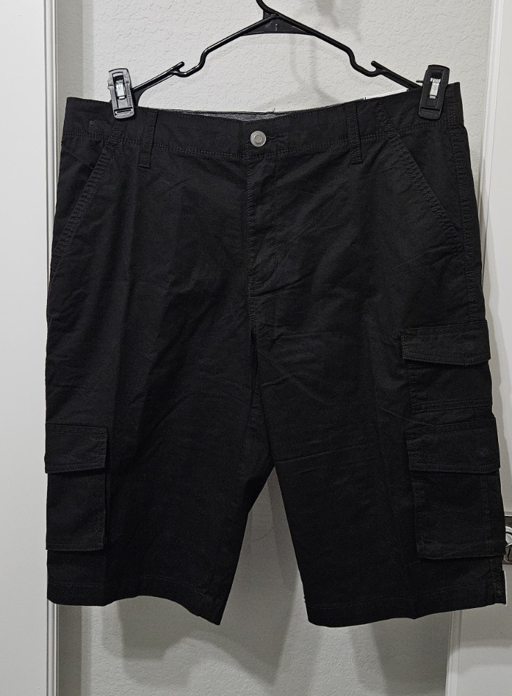 George Men’s Black Cargo Shorts Below Knee Cargo Pockets 14″ Inseam