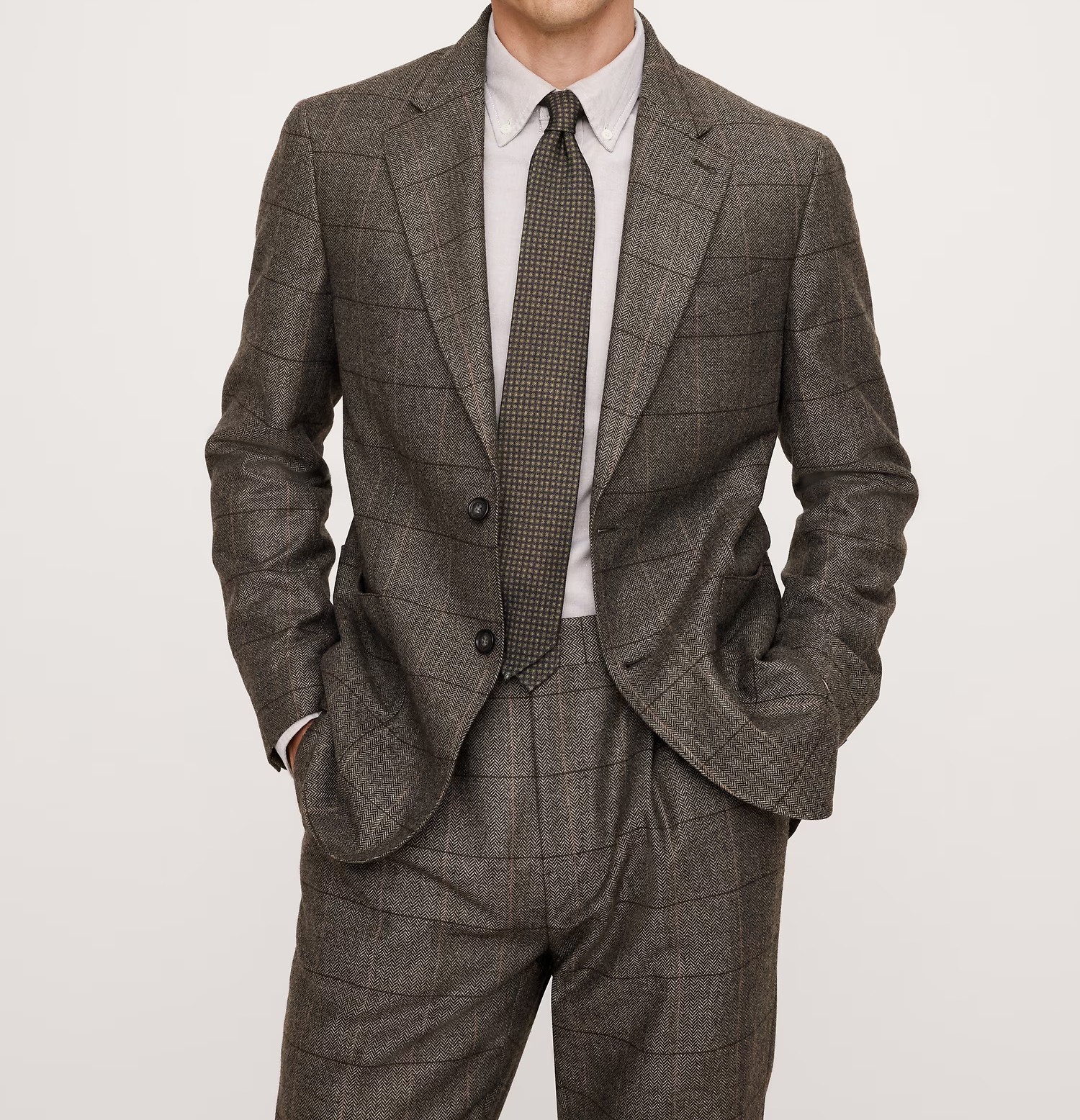 Business Men Suits Herringbone Check Wedding Party Tuxedos Tailored Notch Lapel