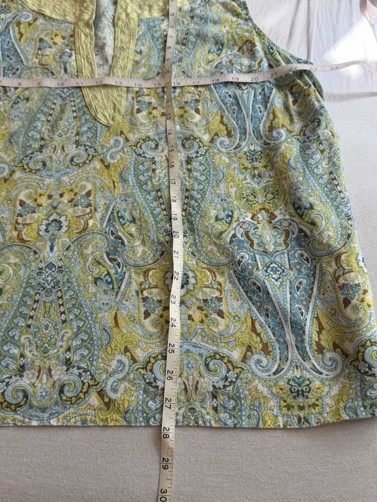 Saint Tropez West Women’s Plus 2X Paisley Sleeveless Tank Blue Green Linen