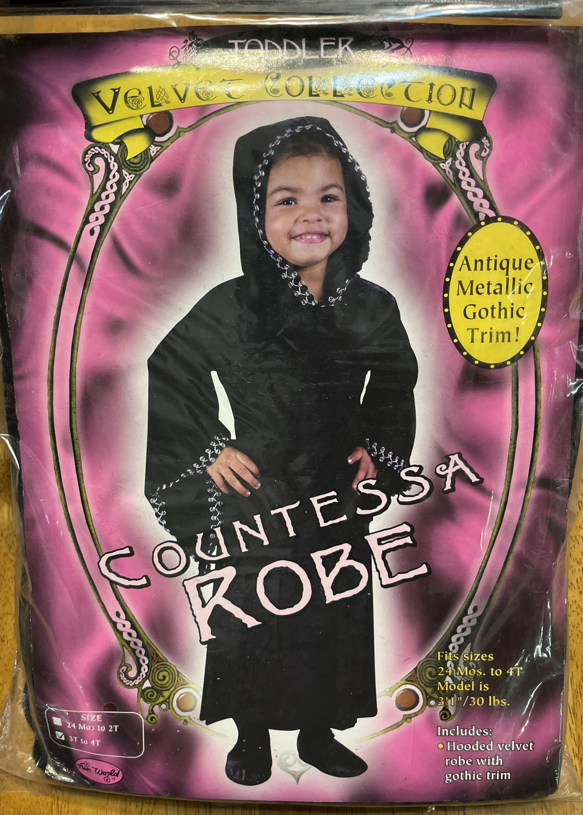 Black Robe, Spooky Contessa Costume Size 3T-4T, NEW , Renaissance, B4D6