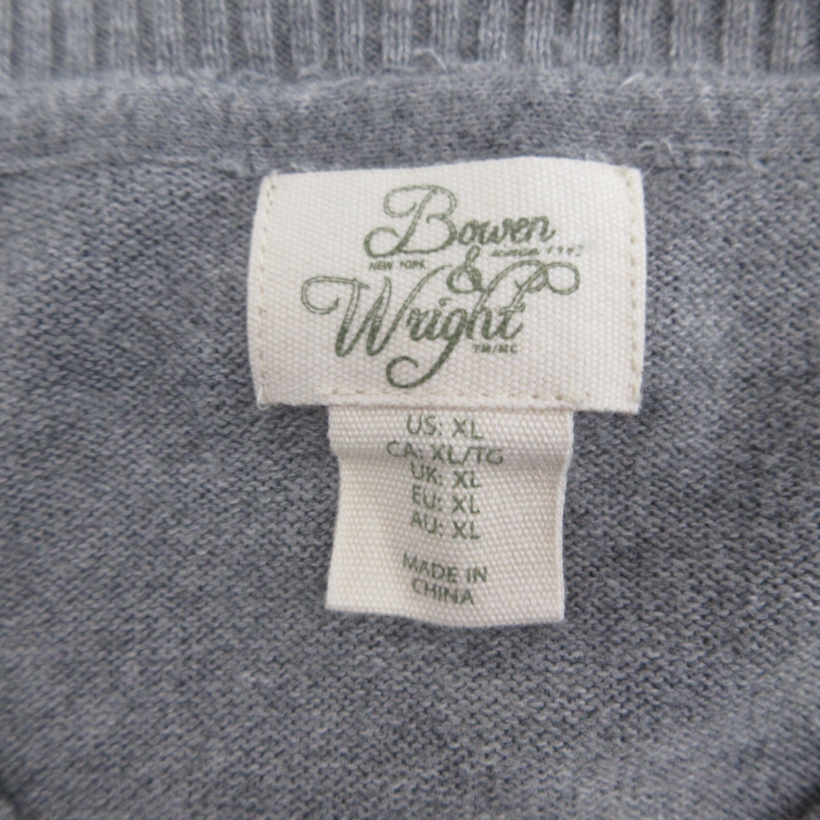 Bowen & Wright Sweater Mens XL Striped Pullover Gray