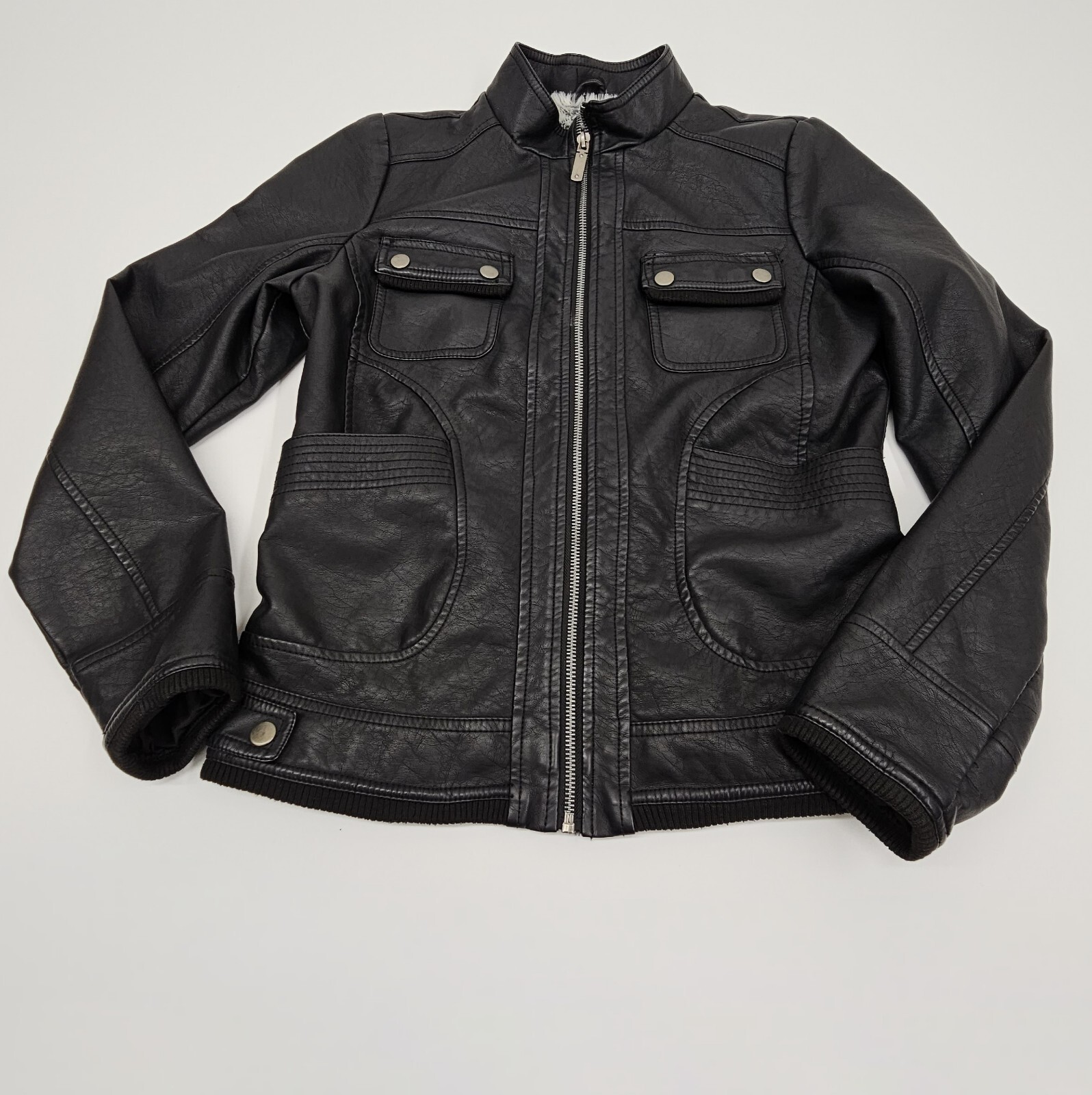 Royalty For Me Size Small Faux Leather Black Moto Jacket Plush luxe Lined Biker