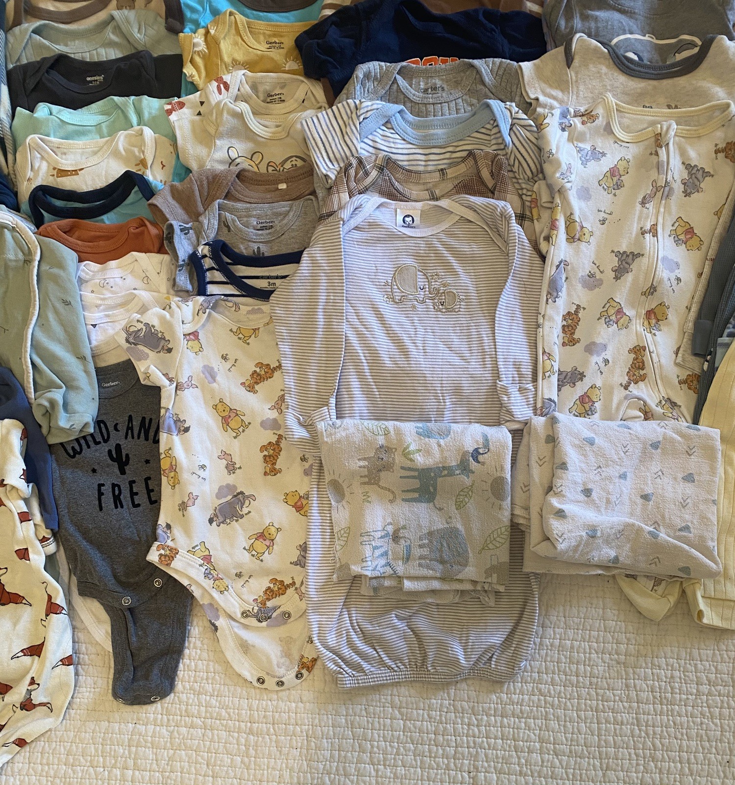 Huge Lot Boys Clothes 0-3 3-6 Months Newborn Diapers Millie Moon Disney Carters