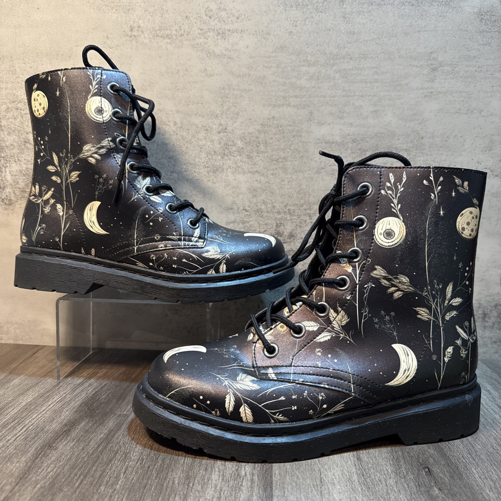 Rogue + Wolf Twilight Garden Boots Vegan Leather Doc-Style Boots 7.5 Women