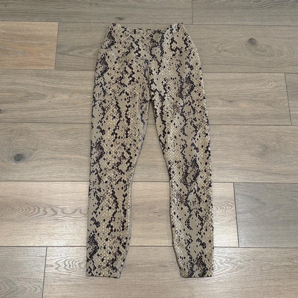 VARLEY Tan Mojave Snake Century High Waist 7/8 Legging Active Workout Size XS