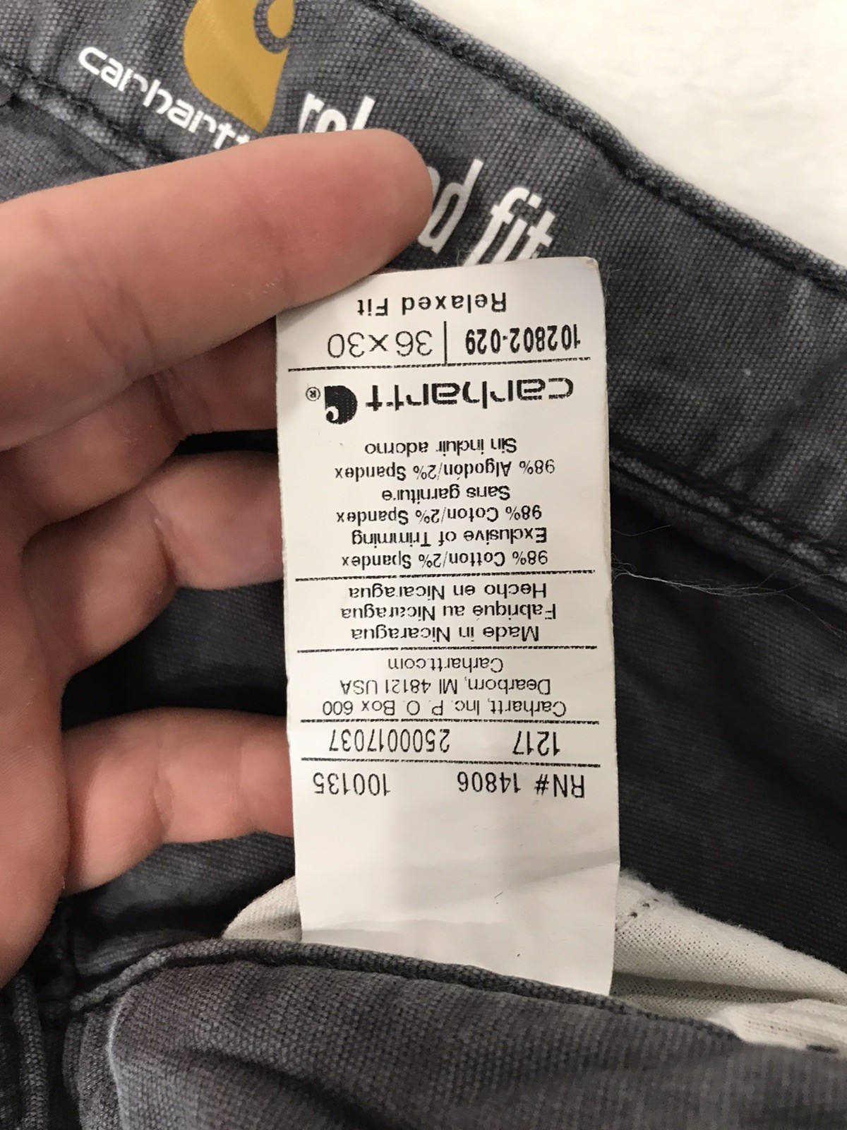 Carhartt RELAXED STRAIGHT RIGBY DOUBLE-FRONT DUNGAREE Gravel Gray Mens 36×30