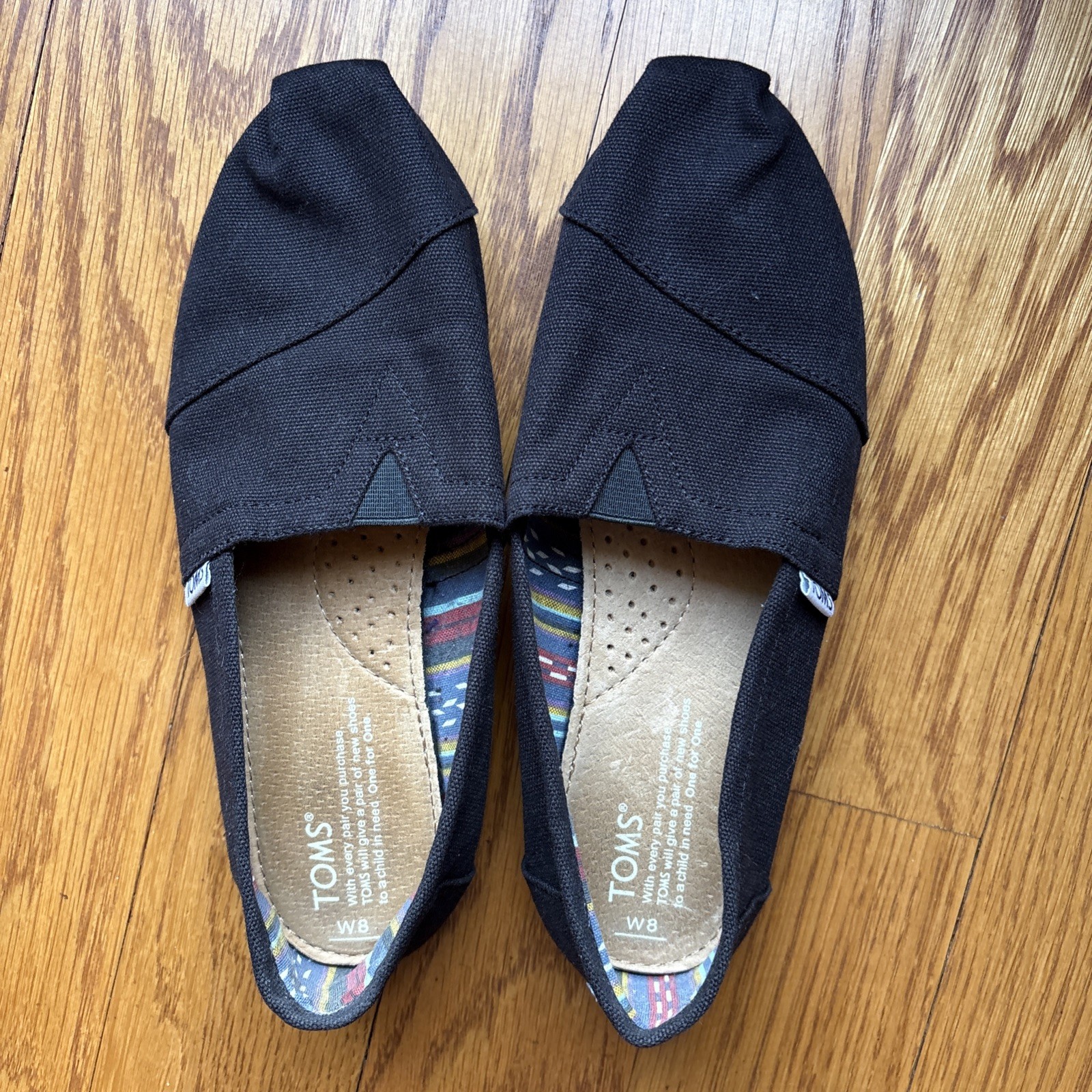 TOMS Classic Core Alpargata Slip-On, Black Casual Flats size Women’s 8