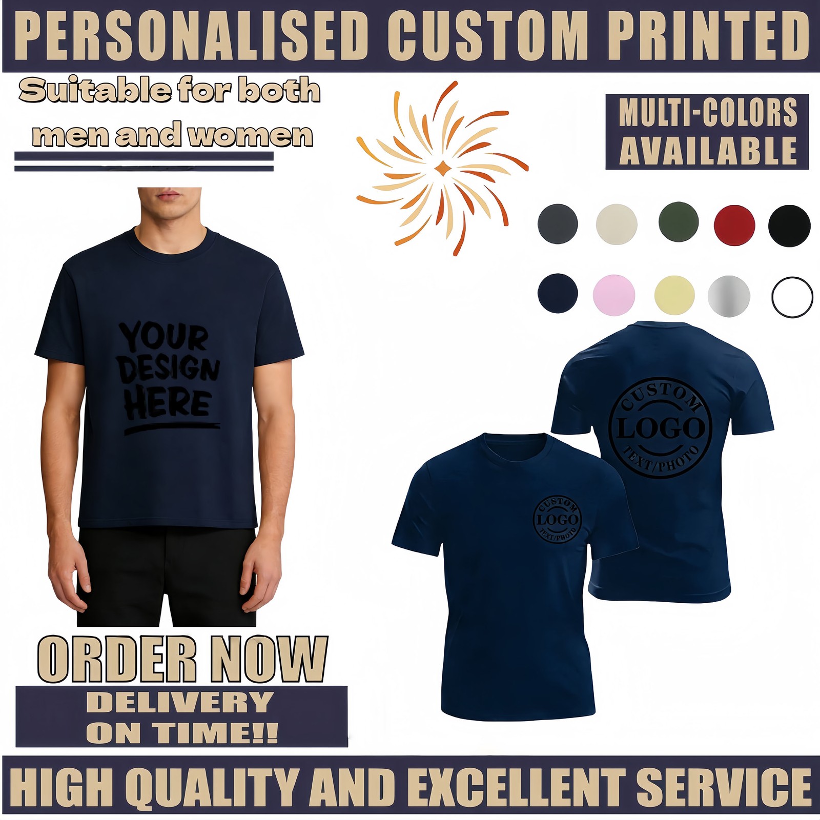 Father’s Day Gift Personalized T-Shirt, Custom Name & Dad Title Image Print