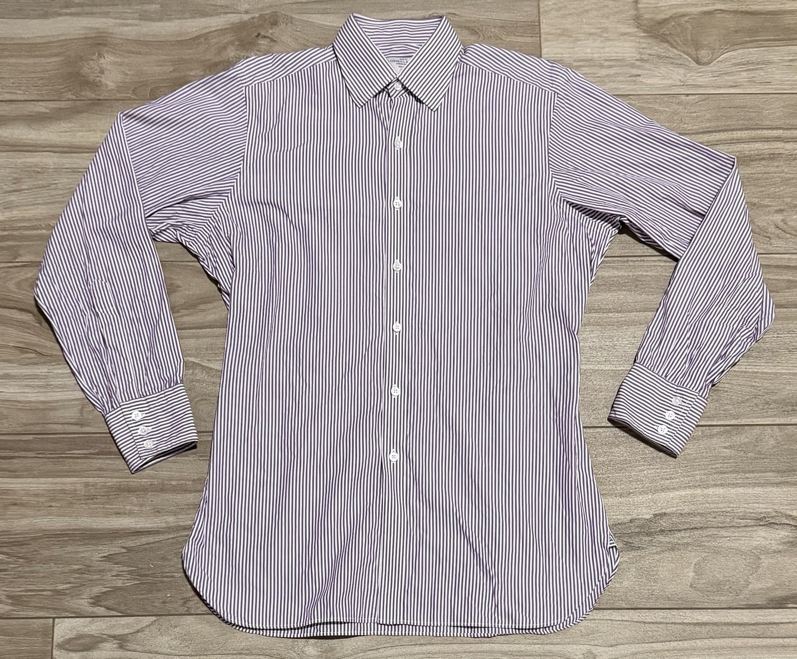 Turnbull & Asser Dress Shirt Purple & White Striped 16.5 / 32
