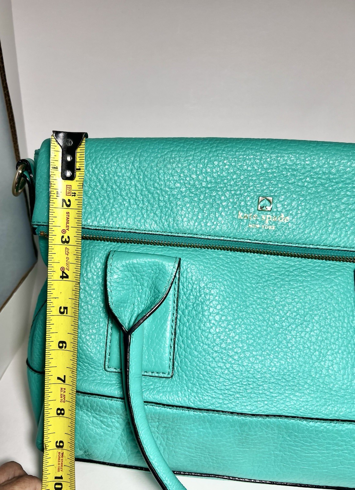 kate spade new york Turquoise Pebbled Satchel, Zip Tassel, Detachable Strap