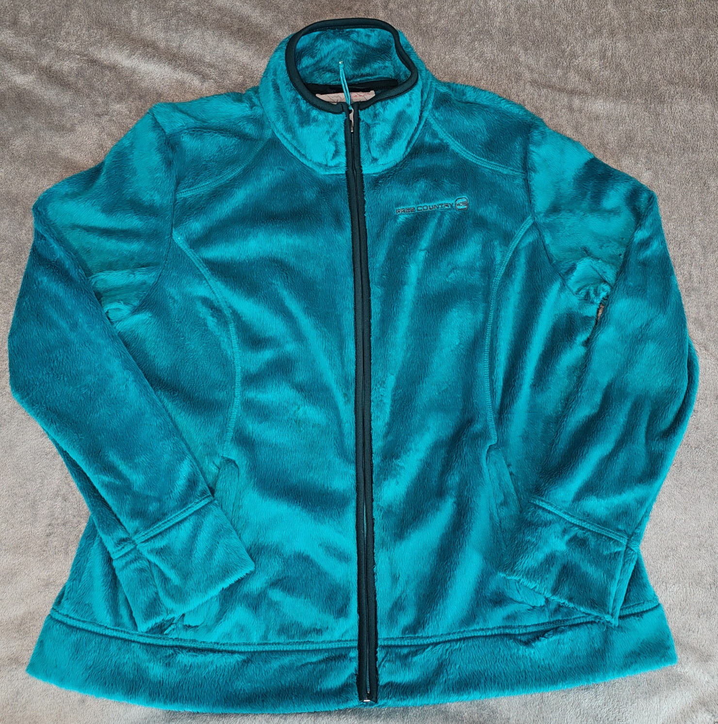 Free Country Womens Teal Full Zip Long Sleeve Fleece Jacket Size XL