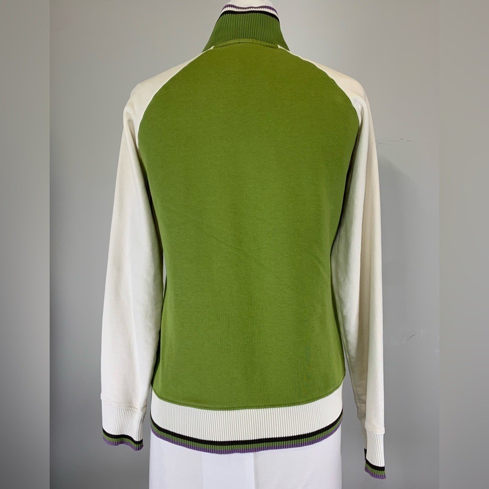 Vintage Esprit Green and White Colorblock Varsity Bomber Jacket