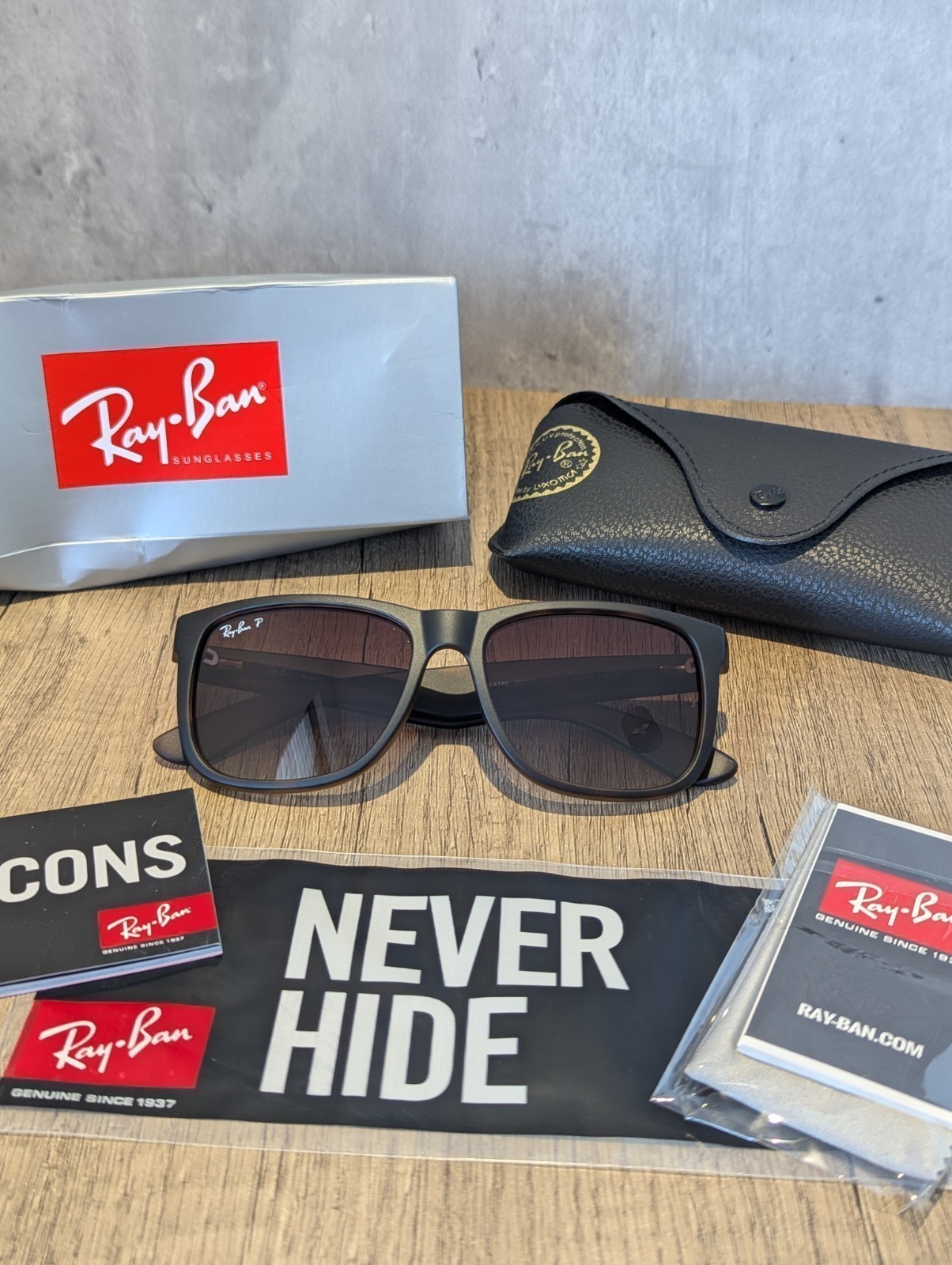 Ray-Ban Polarised Sunglasses JUSTIN MATTE HAVANA RB4165 865/T5 – 54mm