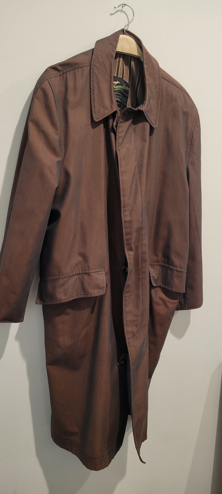 Chameleon Weatherproof Trench Coat Mens Brown Chartreuse Iridescent GOOD VTG